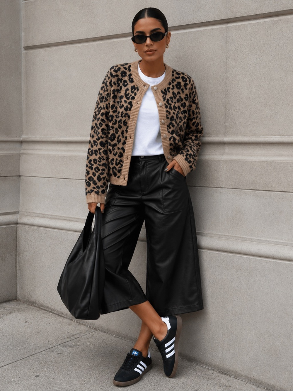 Abercrombie & Fitch Chic Leopard Print Crewneck Cardigan Sz Medium